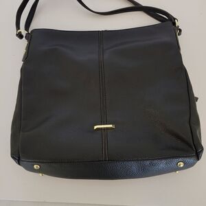 Anne Klein shoulder bag black/ gold 3 sections Pre-owned